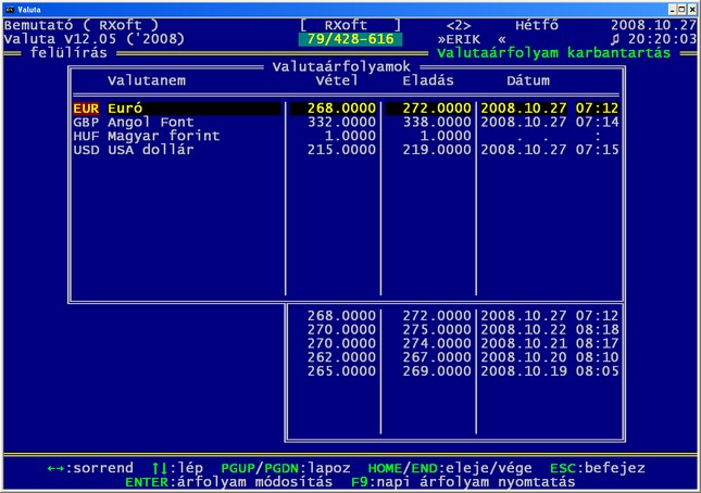 Valuta�rfolyamok - valutav�lt� szoftver - valutav�lt� program